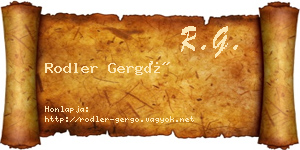 Rodler Gergő névjegykártya
